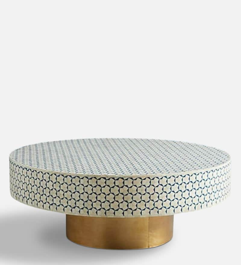 Bone Inlay Scroll Vine Inlay Coffee Table - front_view