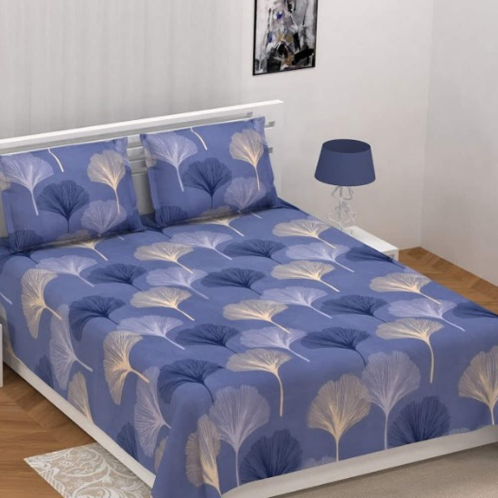 Super Soft Floral Double Bedsheet (Purple) - photo