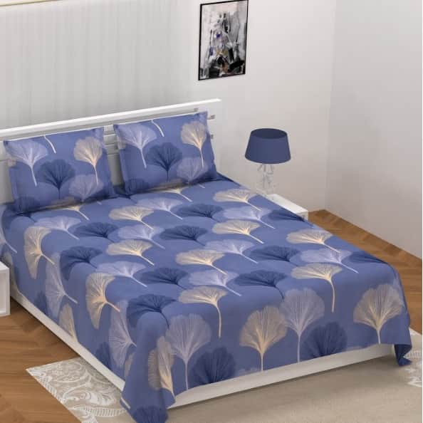 Super Soft Floral Double Bedsheet (Purple) - front_view