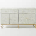 Bone Inlay Scroll Vine Design Entryway Cabinet - front_view