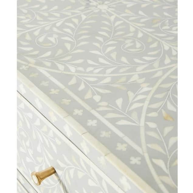 Bone Inlay Scroll Vine Design Entryway Cabinet - top_view