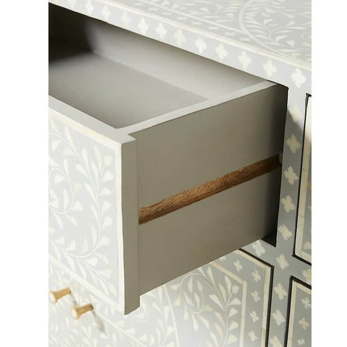 Bone Inlay Scroll Vine Design Entryway Cabinet - right_view