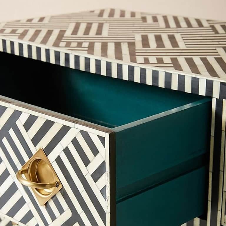 Bone Inlay Optical Design 9 Drawers Sideboard - top_view