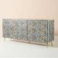 Bone Inlay Optical Design 9 Drawers Sideboard - left_view