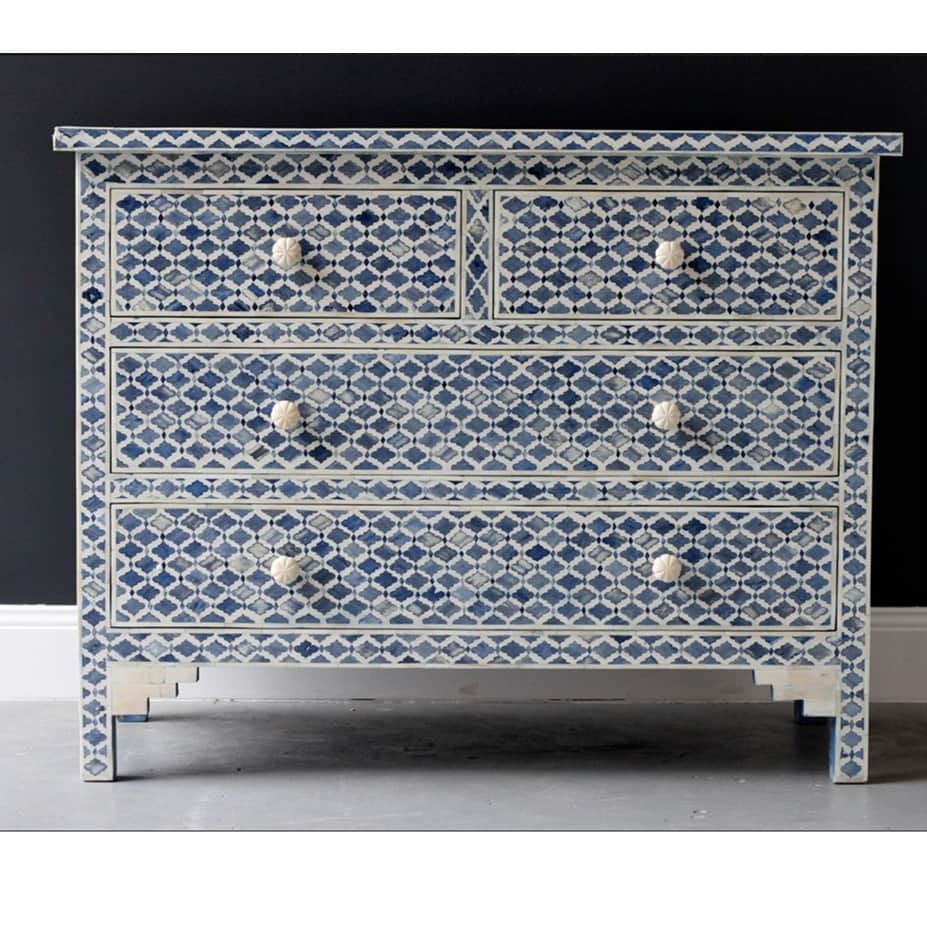 Bone Inlay Chests of 4 Drawer - front_view