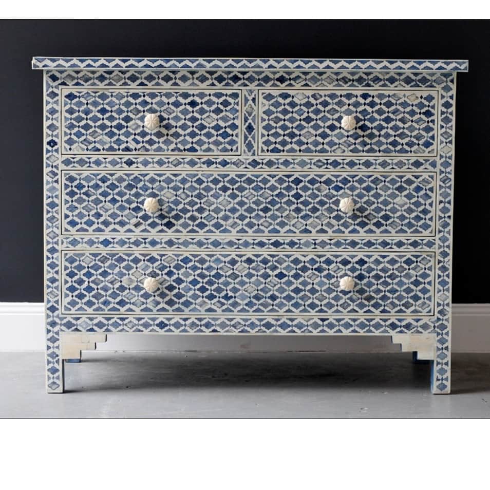 Bone Inlay Chests of 4 Drawer - rear_view