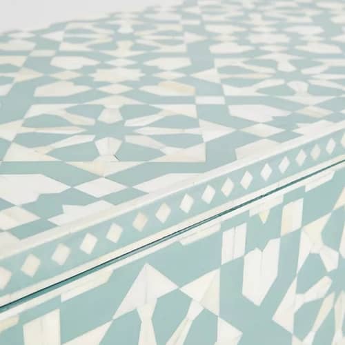 Bone Moroccan Inlay Chest of 9 Drawers