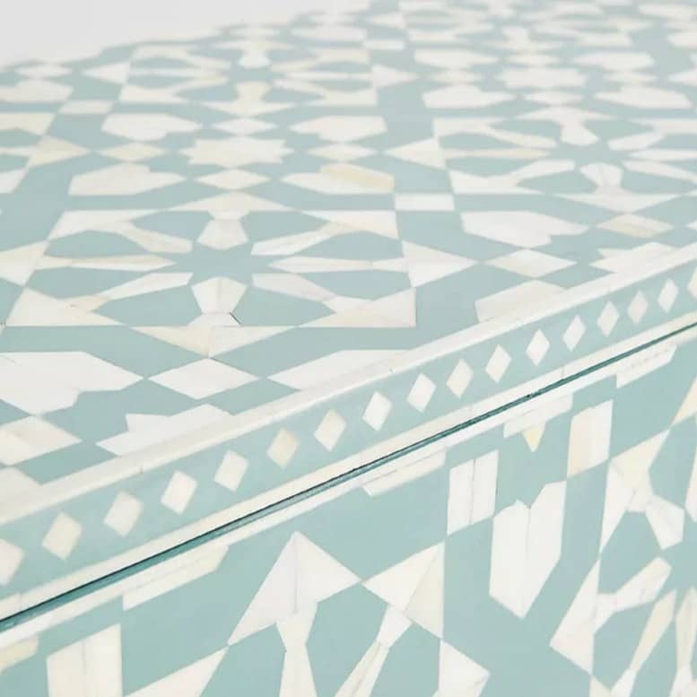 Bone Moroccan Inlay Chest of 9 Drawers