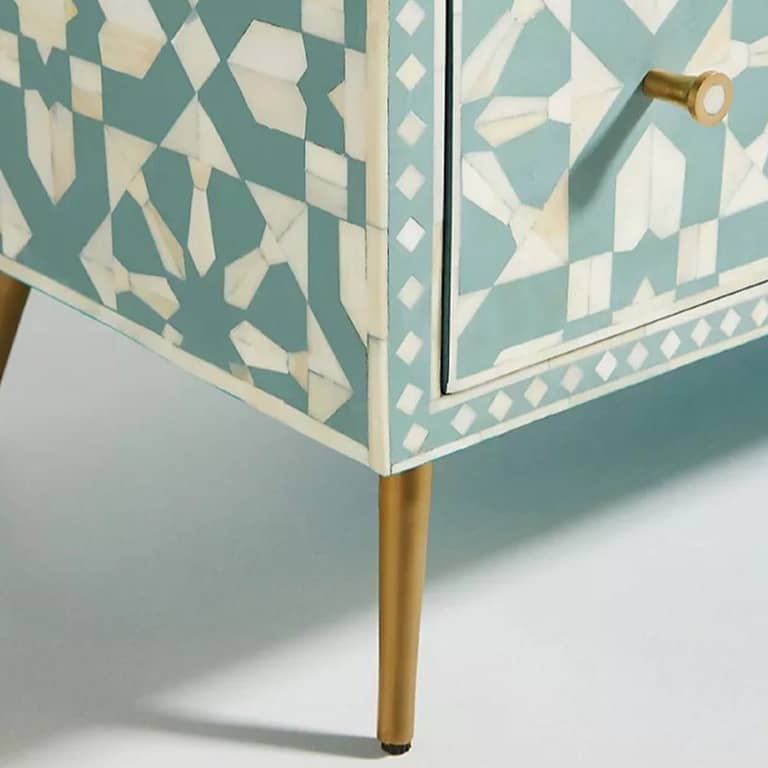 Bone Moroccan Inlay Chest of 9 Drawers