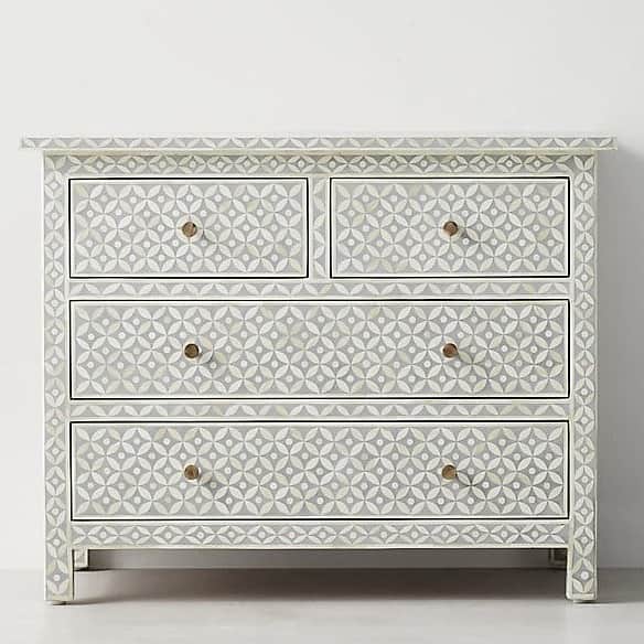 Bone Inlay Chests of 4 Drawer - front_view