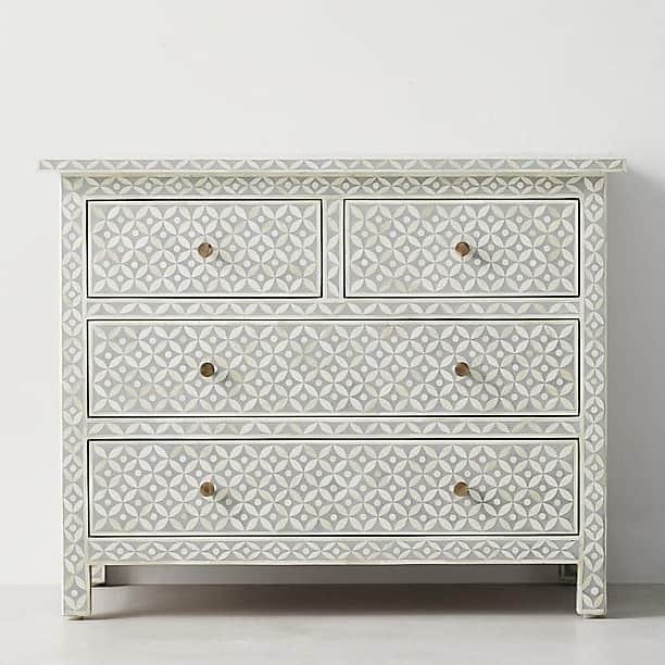 Bone Inlay Chests of 4 Drawer - rear_view