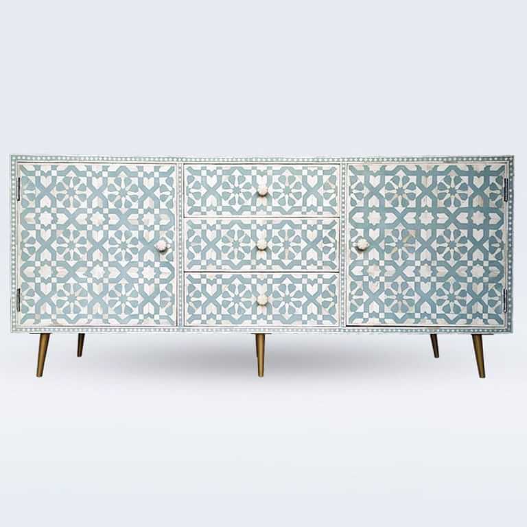 Bone Inlay Furniture - 3 Drawer 2 Door Dresser Chest - photo