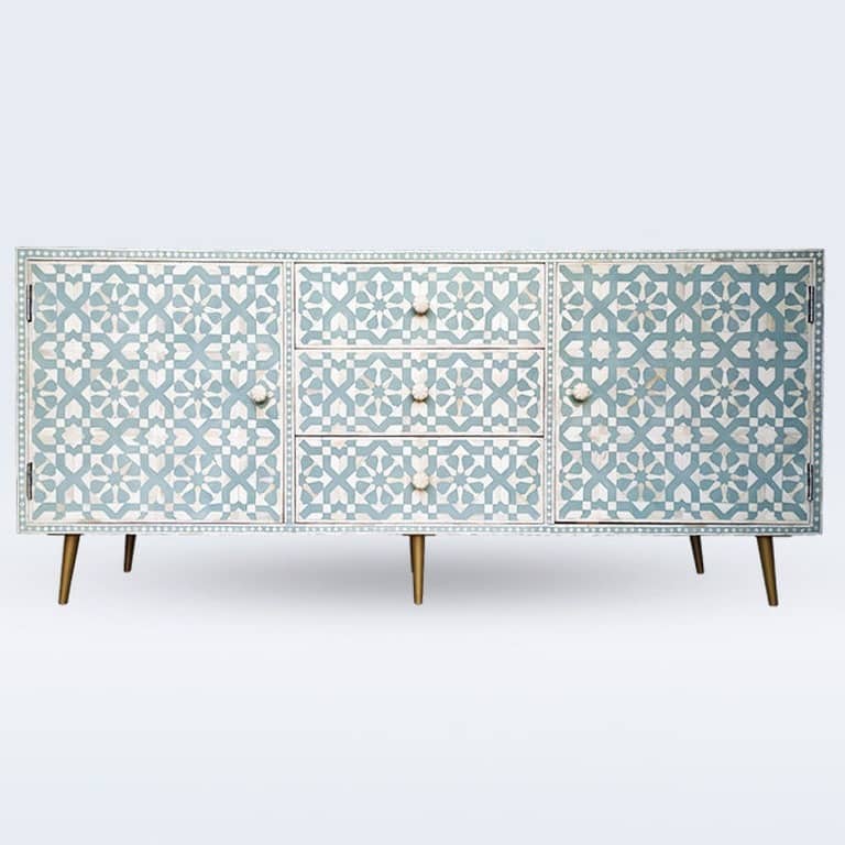 Bone Inlay Furniture - 3 Drawer 2 Door Dresser Chest
