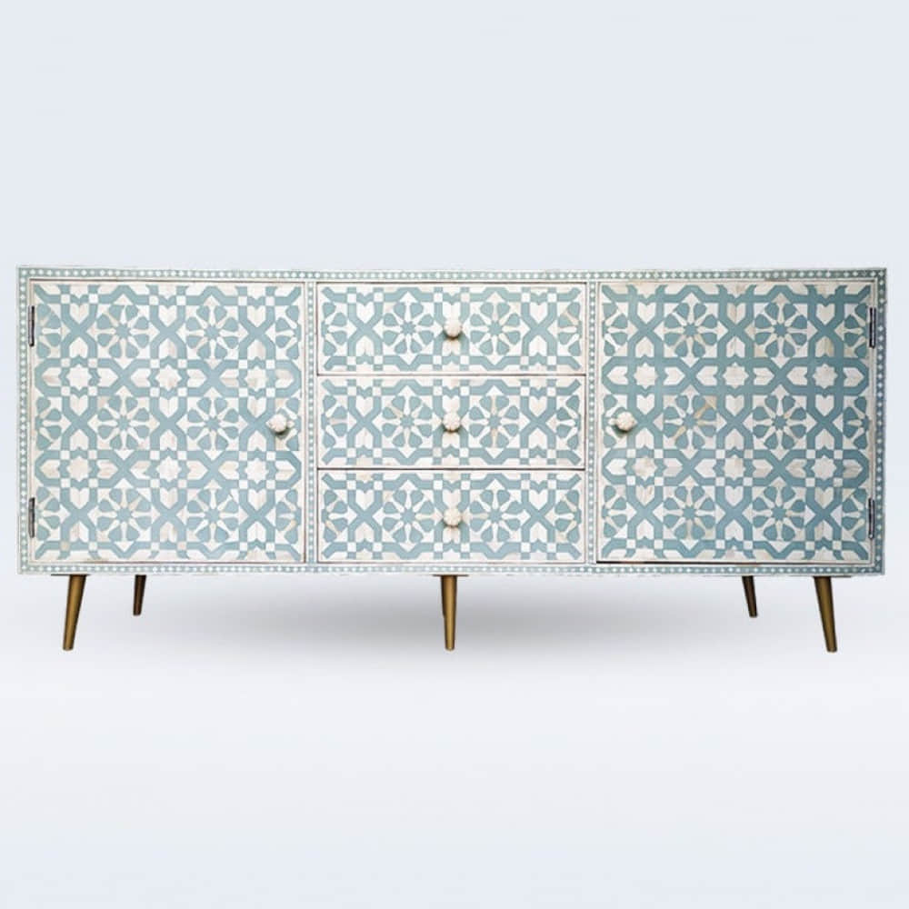 Bone Inlay Furniture - 3 Drawer 2 Door Dresser Chest - photo