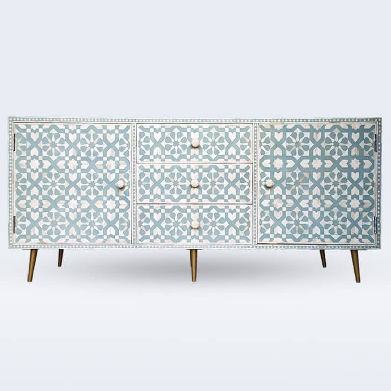 Bone Inlay Furniture - 3 Drawer 2 Door Dresser Chest