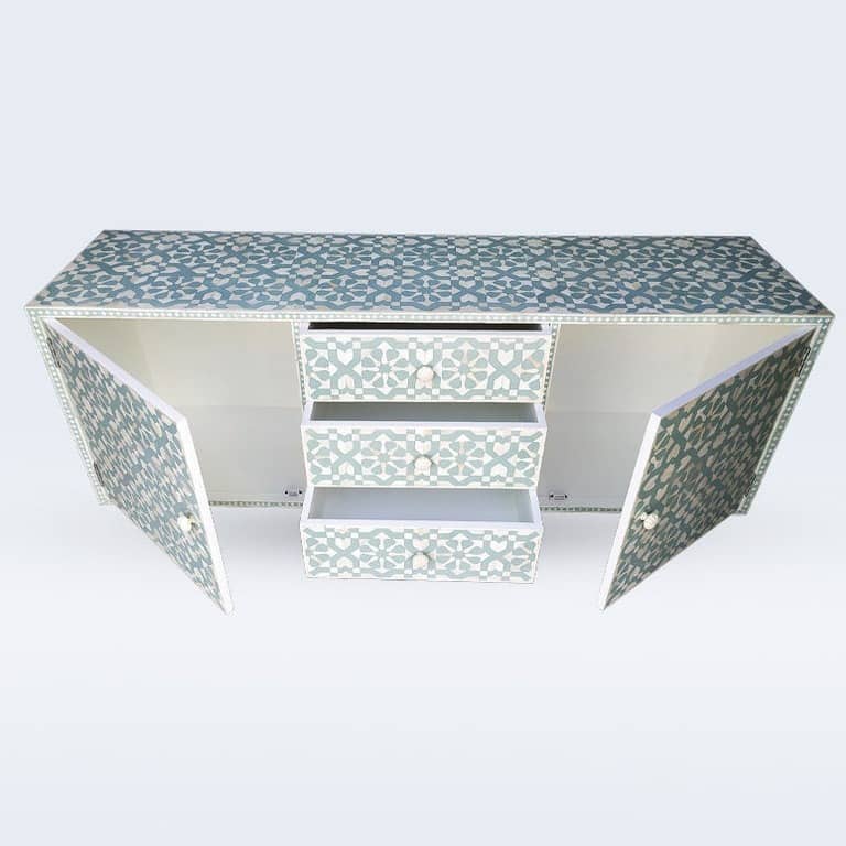 Bone Inlay Furniture - 3 Drawer 2 Door Dresser Chest