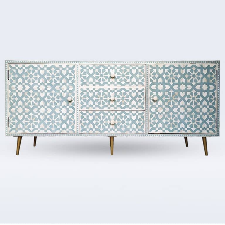 Bone Inlay Furniture - 3 Drawer 2 Door Dresser Chest