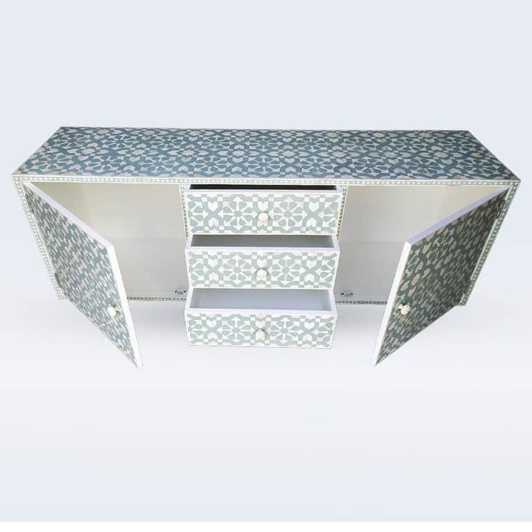 Bone Inlay Furniture - 3 Drawer 2 Door Dresser Chest - left_view