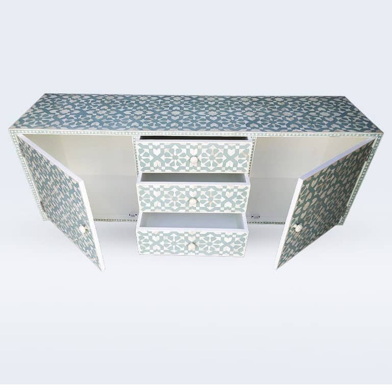 Bone Inlay Furniture - 3 Drawer 2 Door Dresser Chest