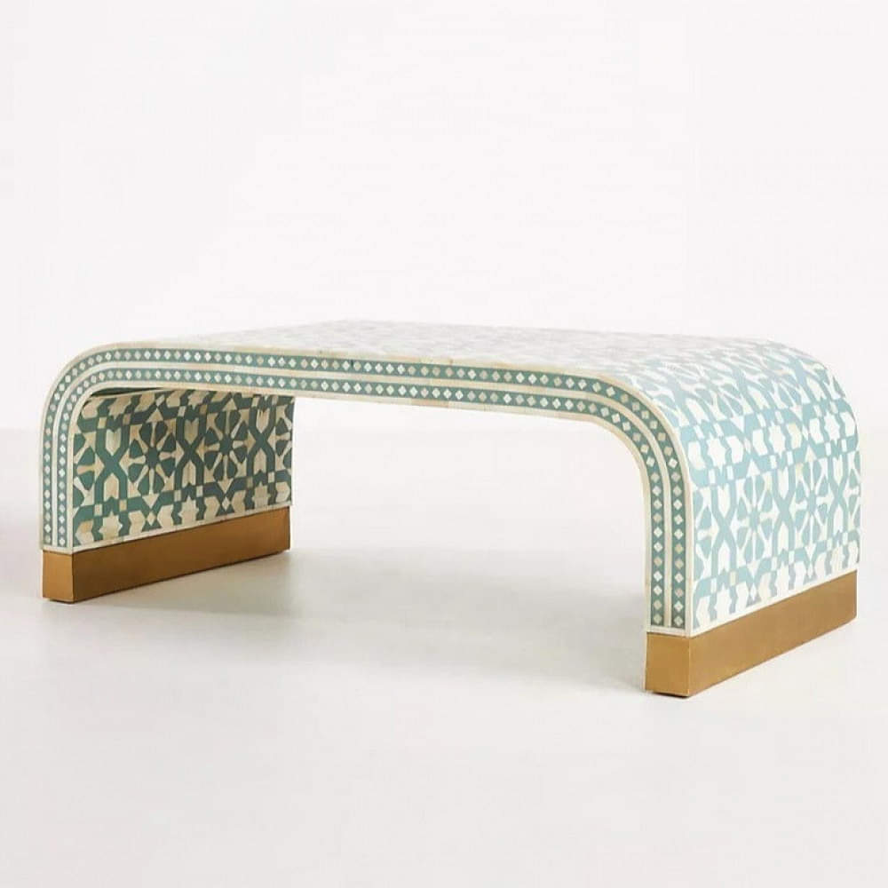 Bone Inlay Moroccan Pattern Waterfall Coffee Table - photo