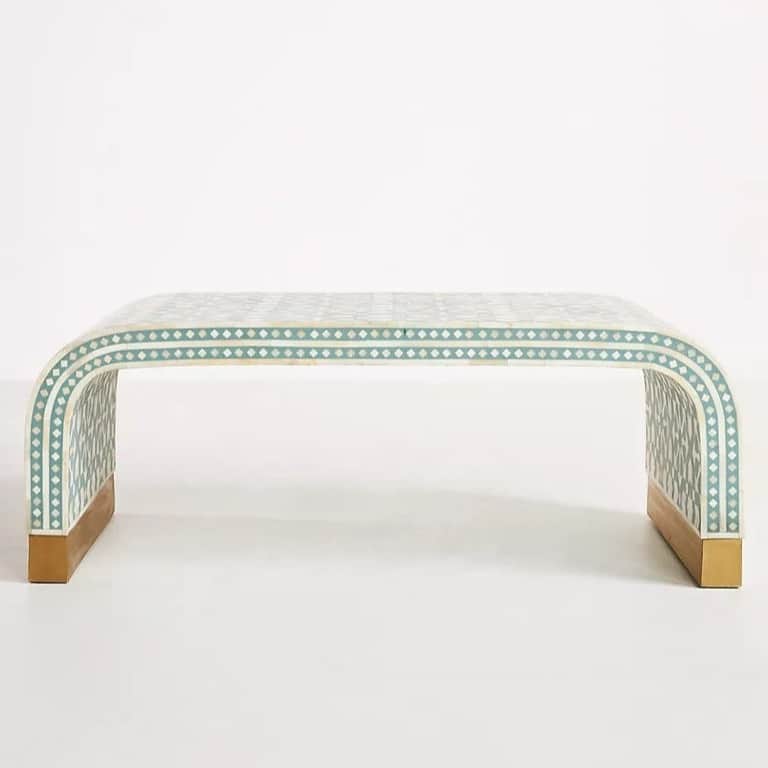 Bone Inlay Moroccan Pattern Waterfall Coffee Table - front_view