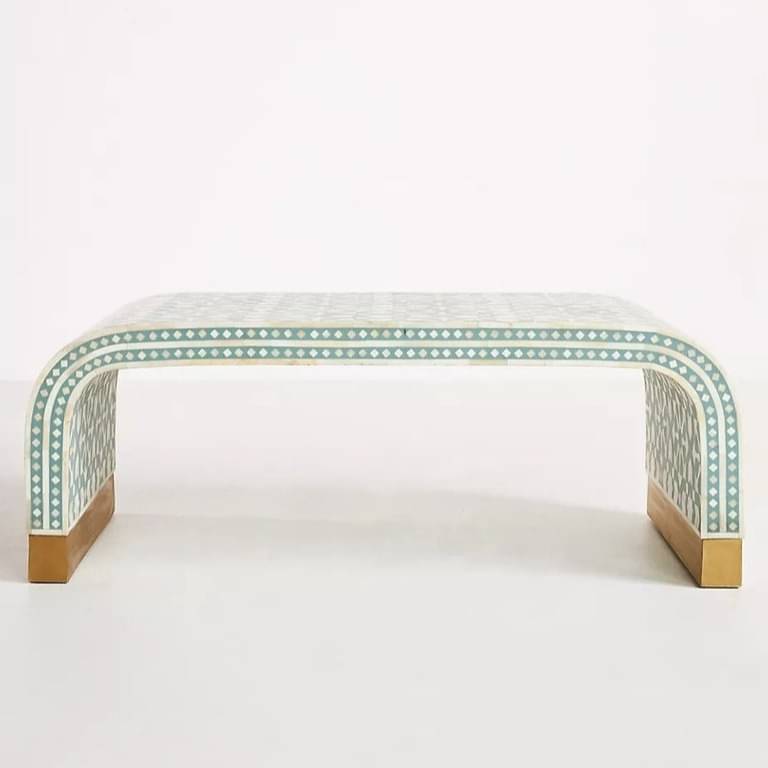 Bone Inlay Moroccan Pattern Waterfall Coffee Table