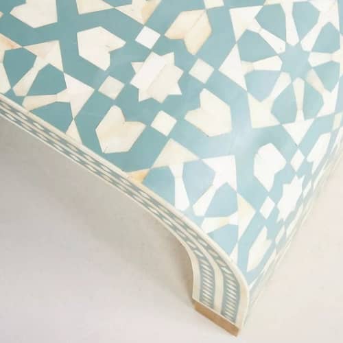 Bone Inlay Moroccan Pattern Waterfall Coffee Table