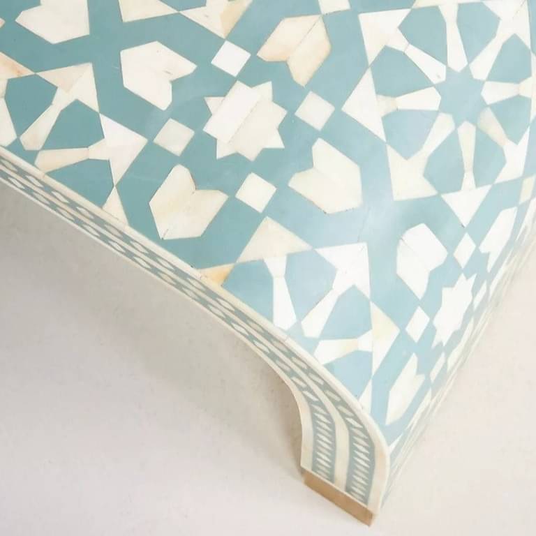 Bone Inlay Moroccan Pattern Waterfall Coffee Table