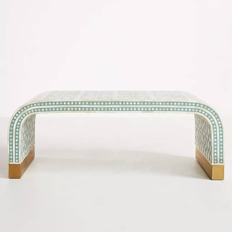 Bone Inlay Moroccan Pattern Waterfall Coffee Table