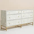 Bone Inlay Motif Design Chest of 6 Drawers Grey - photo