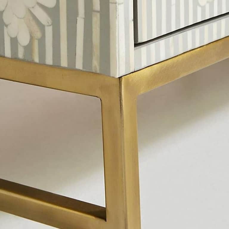 Bone Inlay Motif Design Chest of 6 Drawers Grey - rear_view