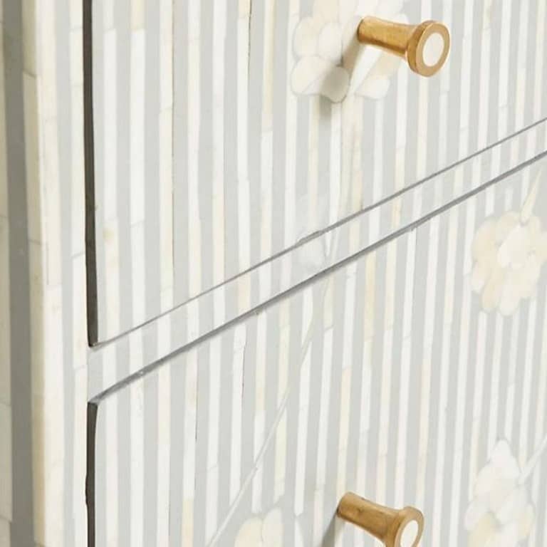 Bone Inlay Motif Design Chest of 6 Drawers Grey