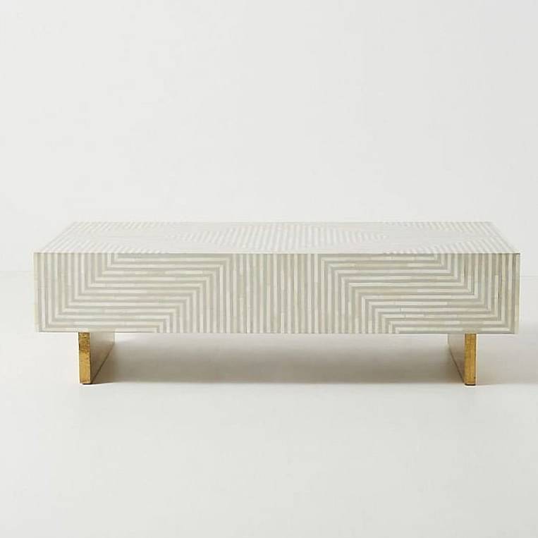 Bone Inlay Stripe Design Center Table Grey