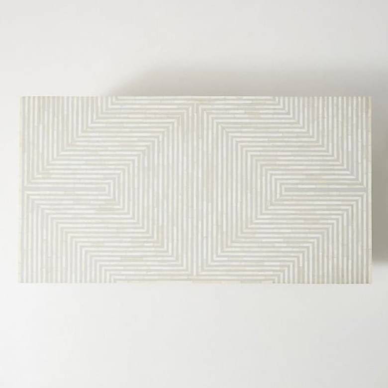 Bone Inlay Stripe Design Center Table Grey