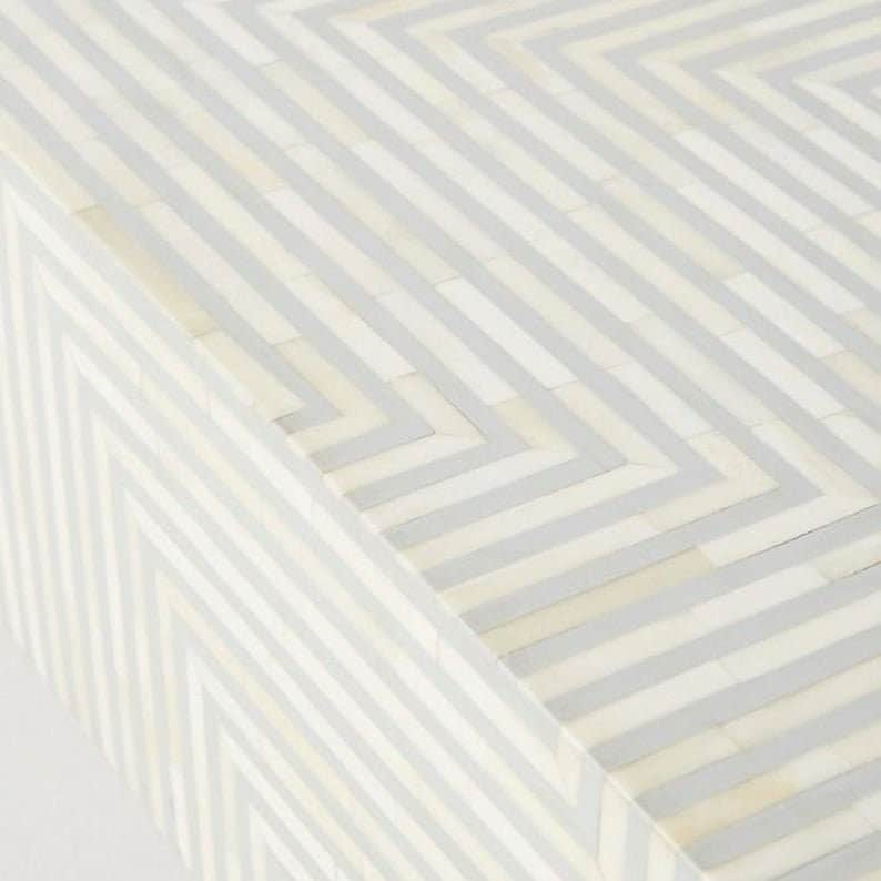 Bone Inlay Stripe Design Center Table Grey - rear_view