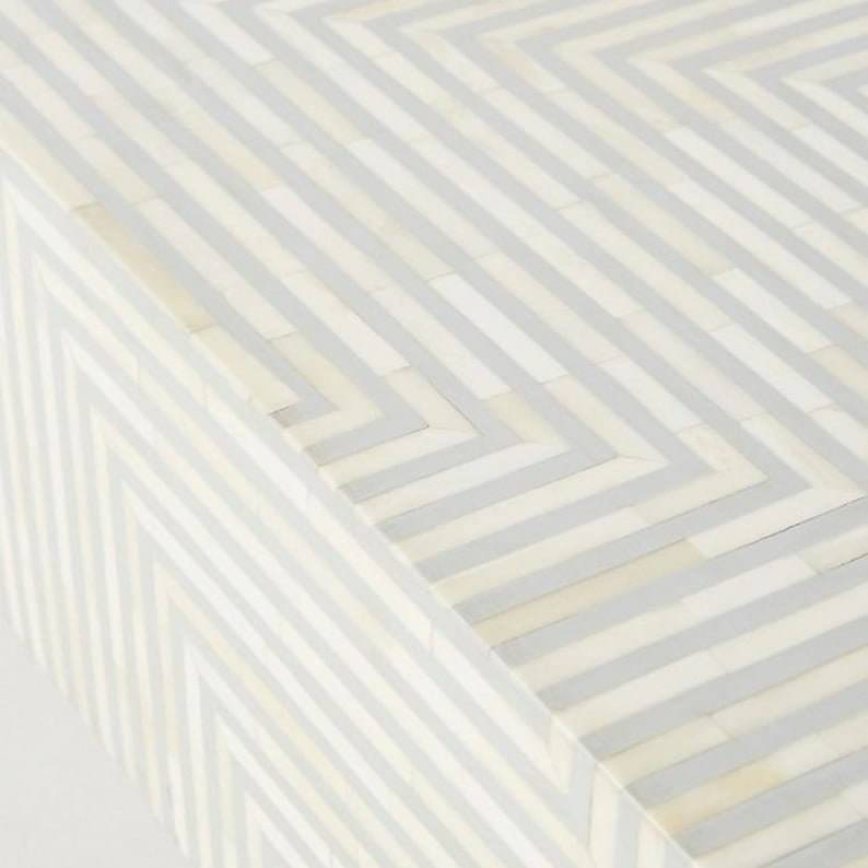 Bone Inlay Stripe Design Center Table Grey