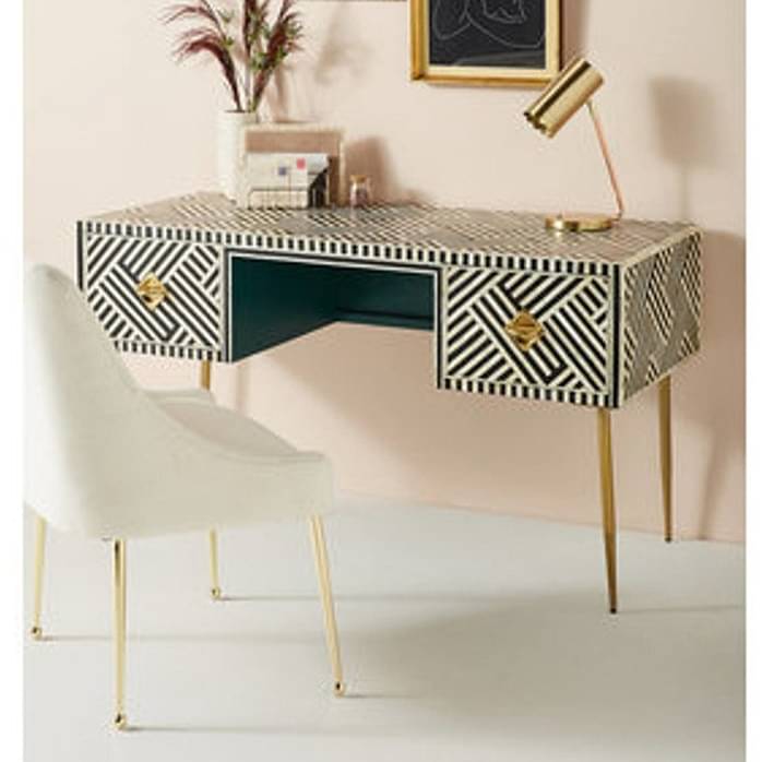 Black Bone Inlay Optical Table Console