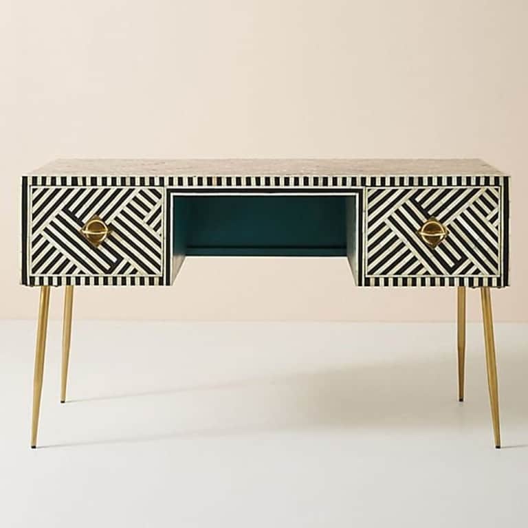 Black Bone Inlay Optical Table Console - front_view