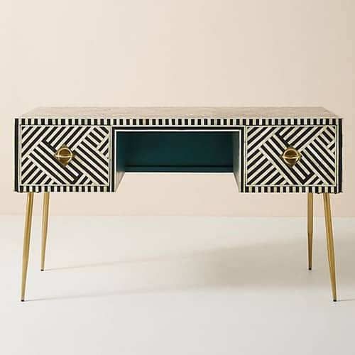 Black Bone Inlay Optical Table Console