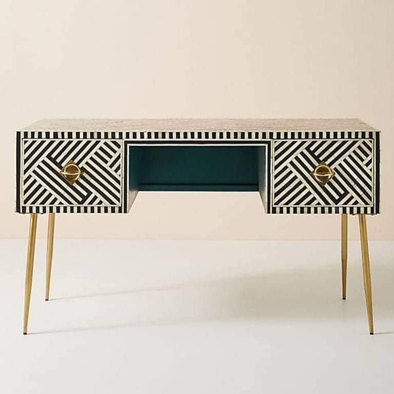 Black Bone Inlay Optical Table Console