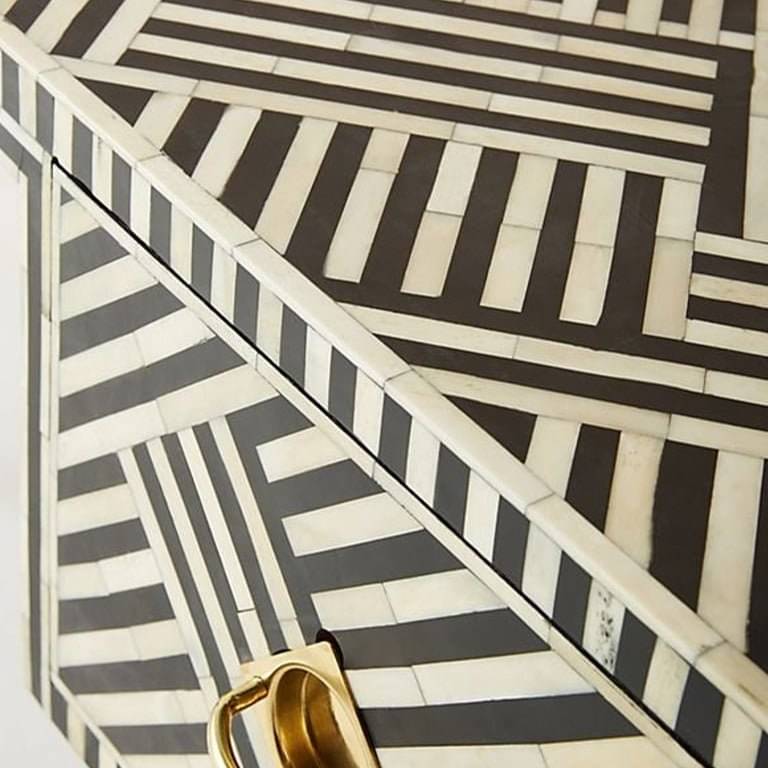 Black Bone Inlay Optical Table Console