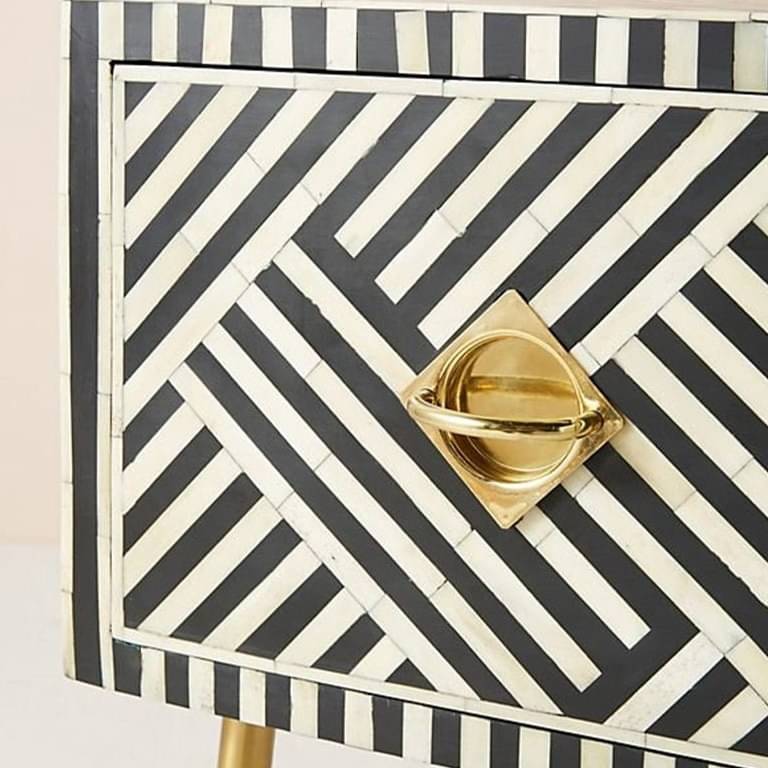 Black Bone Inlay Optical Table Console