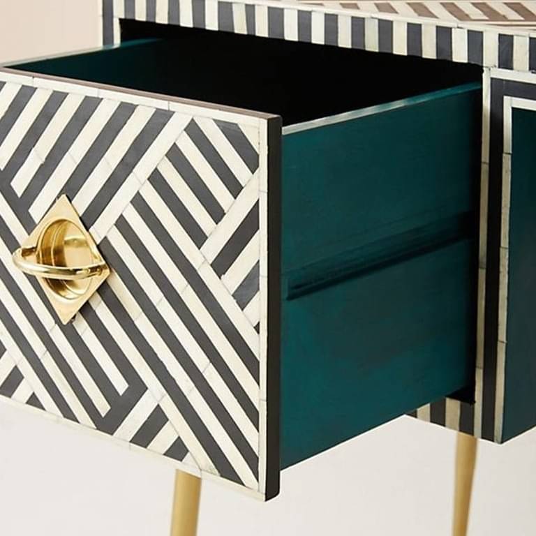 Black Bone Inlay Optical Table Console