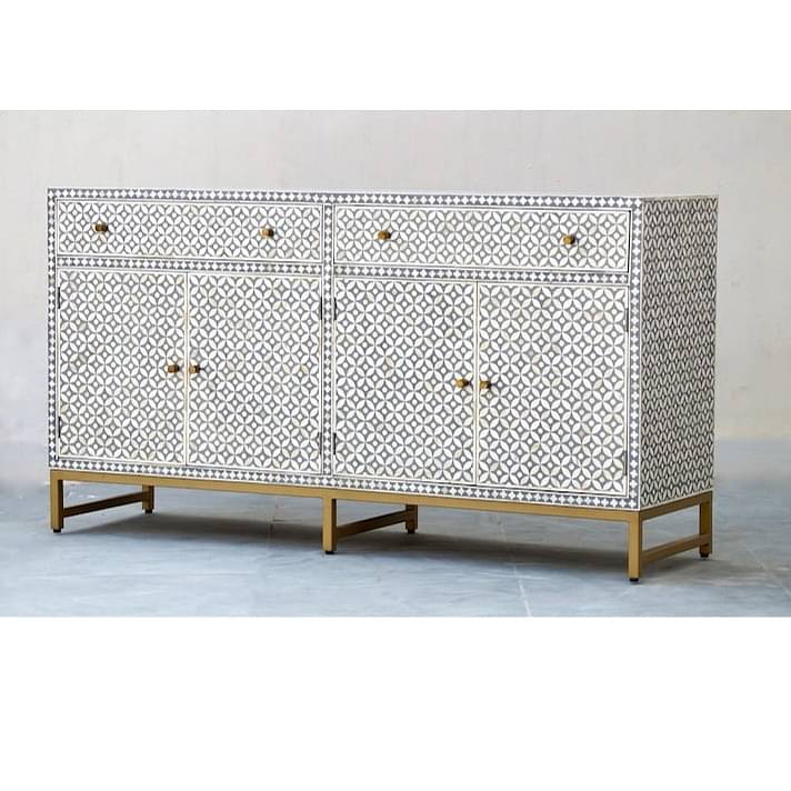 Bone Inlay Sideboard - Grey Geometric