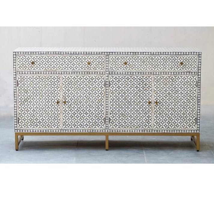 Bone Inlay Sideboard - Grey Geometric