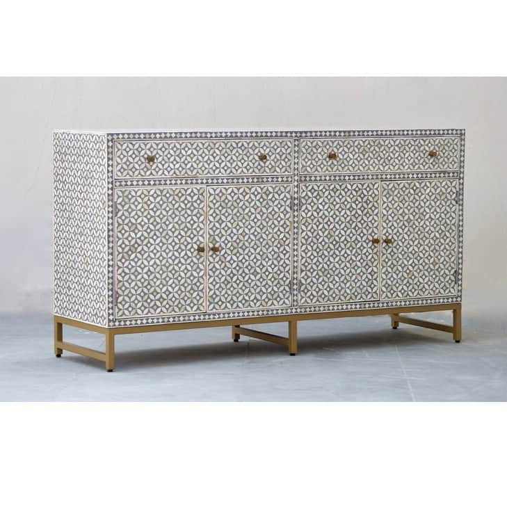 Bone Inlay Sideboard - Grey Geometric - top_view