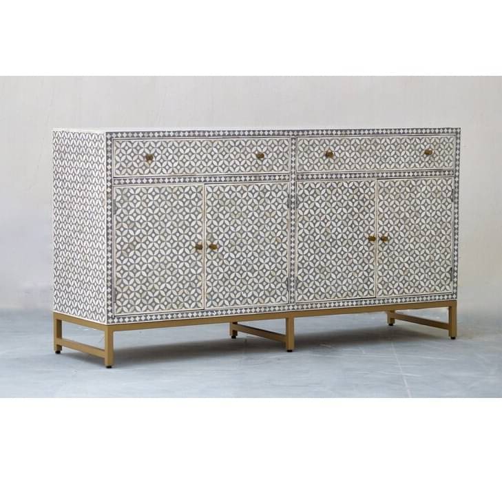 Bone Inlay Sideboard - Grey Geometric