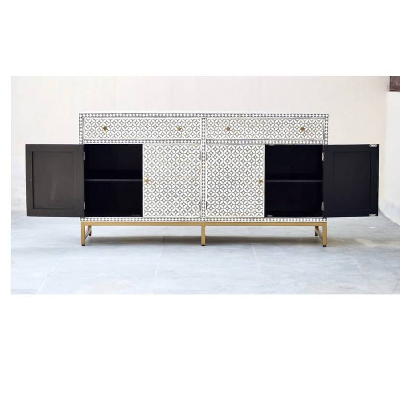 Bone Inlay Sideboard - Grey Geometric