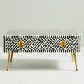 Bone Inlay Optical Design Coffee Table - front_view