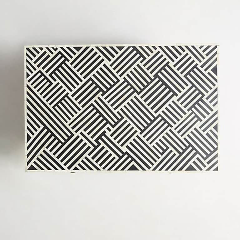 Bone Inlay Optical Design Coffee Table - top_view